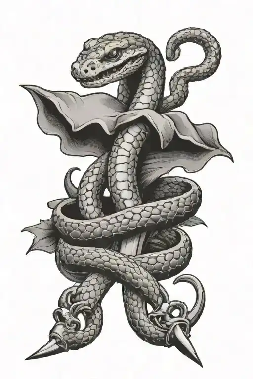 Snakes Wrapped Around A Dagger