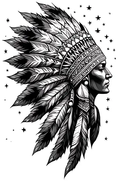 Indian Headdress Made Of Stars Scattered