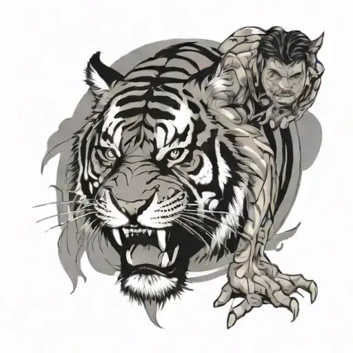 Man Against A Tiger