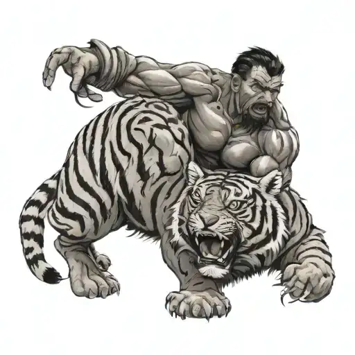 Man Fighting A Tiger