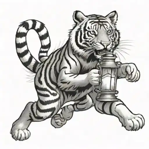 A Tiger Carrying A Lantern