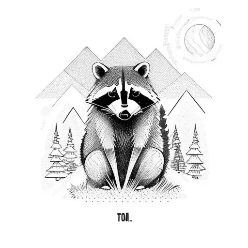 A Raccoon Exploring A Forest Trail With Hiking Gear