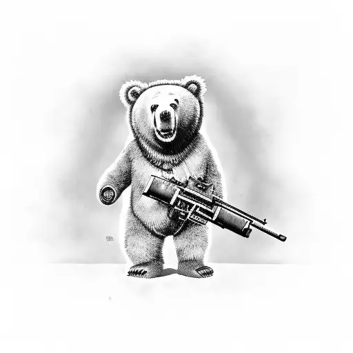 Bundaberg Rum Bear Holding A Machine Gun