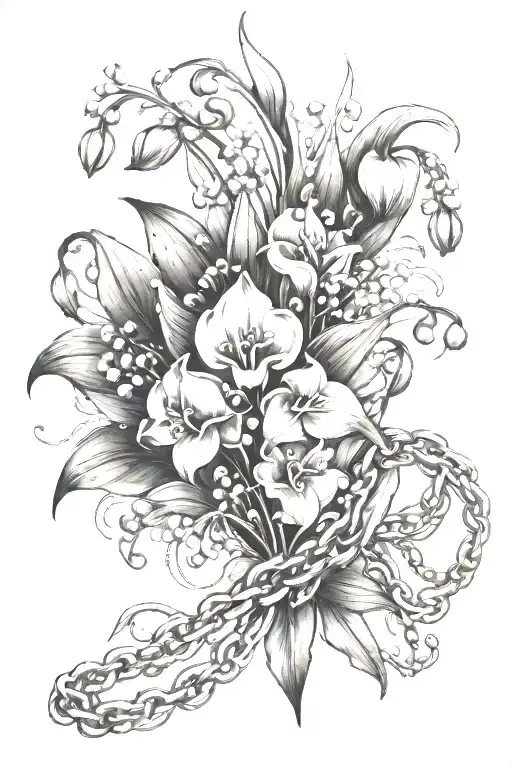 Lily Of The Valley And Violet Flower And Chain Wrapped