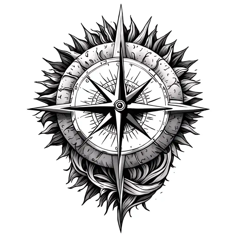 Sun And Compass Intertwined