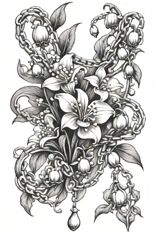 Lily Of The Valley And Violet Flower And Chain Intertwined