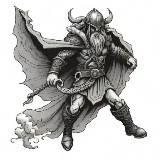 Viking With Hoodie Ascending Into Heaven