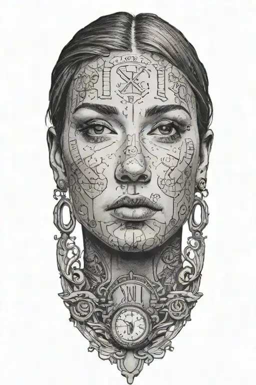 A Photo Of The Daughter's Face With The Date Of Birth In Roman Numerals In The Background