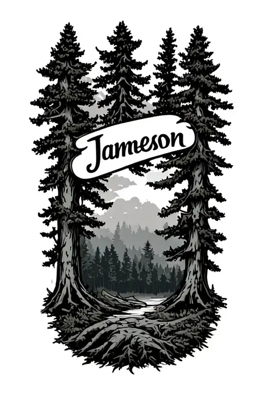 The Name Jameson Surrounded By Woods No Color Minimal Small