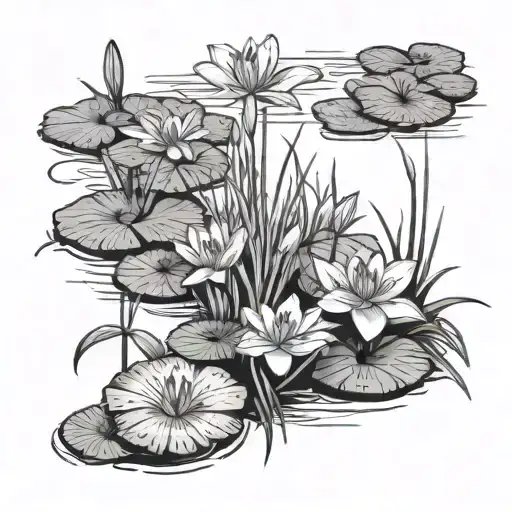 River With Lily Pads And Harakeke