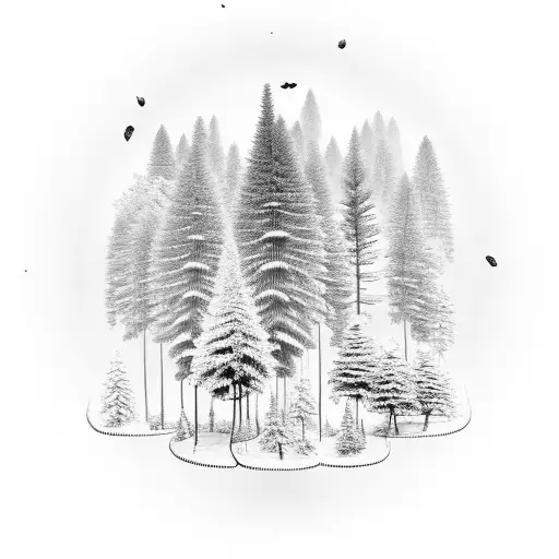 Pine Tree Forest With A Carnival In The Middle