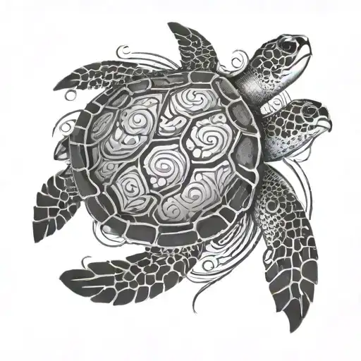 Sea Turtle Tribal Tattoo Design