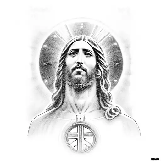 A Portrait Of Jesus Christ With A Halo Made Of Interconnected Roses