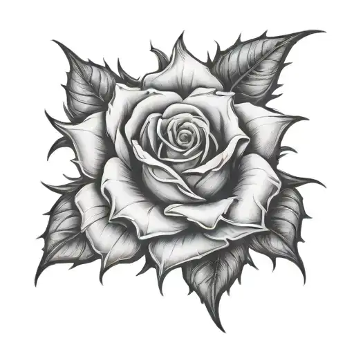 Thorny Rose With Biohazard Symbol Embedded In The Petals