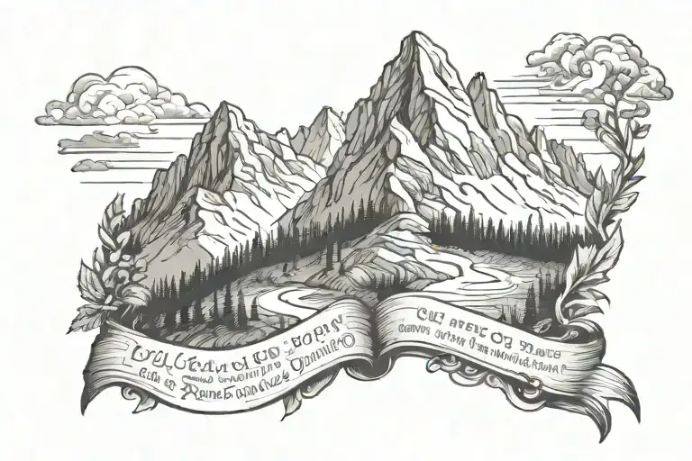 A Landscape Of The Rocky Mountains With A Bible Verse Underneath