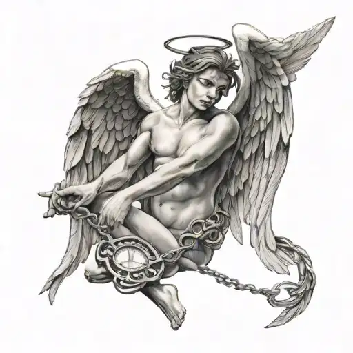 Angel Wearing Necklace Of Roman Numeral 3