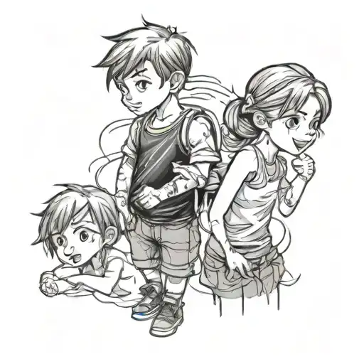 Tattoo For Two Representing A Weak Brother And Sister Through A Drawing Each