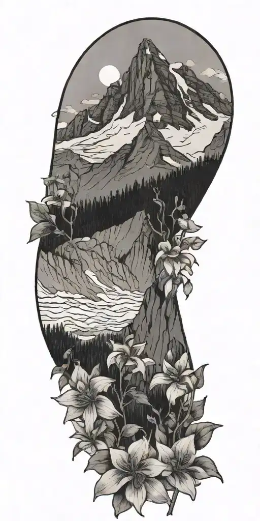 Rocky Mountains Of Colorado Mountain With Fewer Columbine Flowers