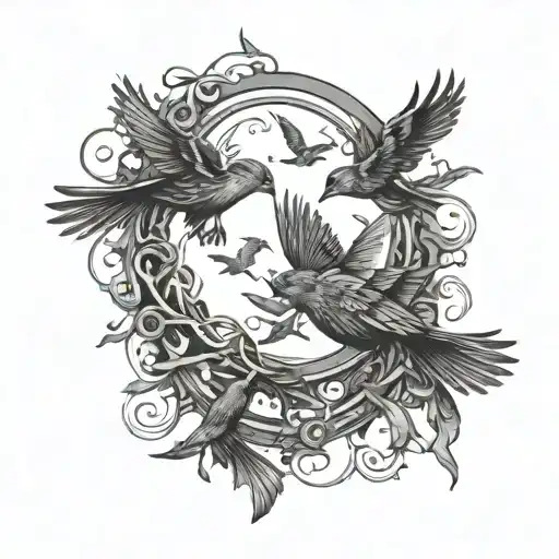 Ring Of Birds Flying