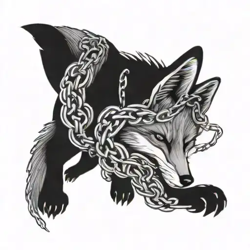 A Tattoo Design Of A Fox Breaking Free From Chains To Symbolize Defiance And Mental Health Awareness