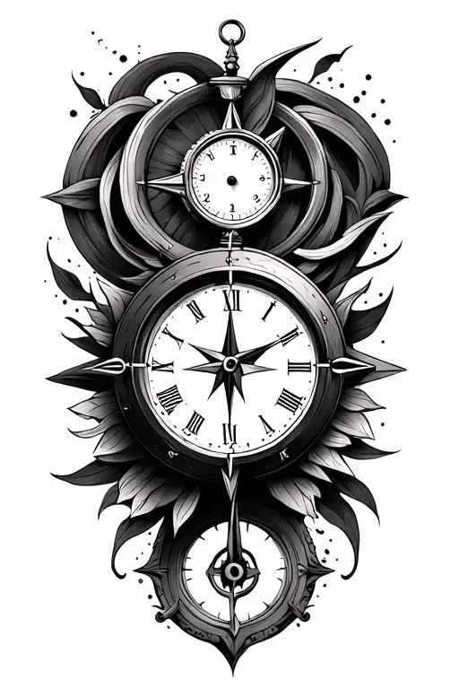 Clock And Compass Surrounded