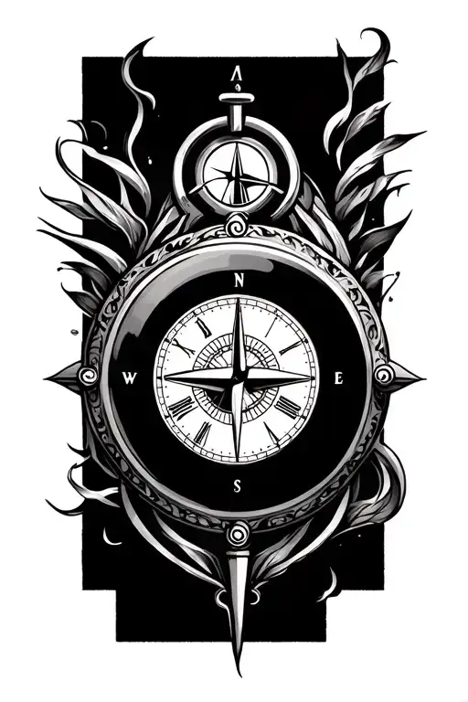 Clock And Compass Surrounded