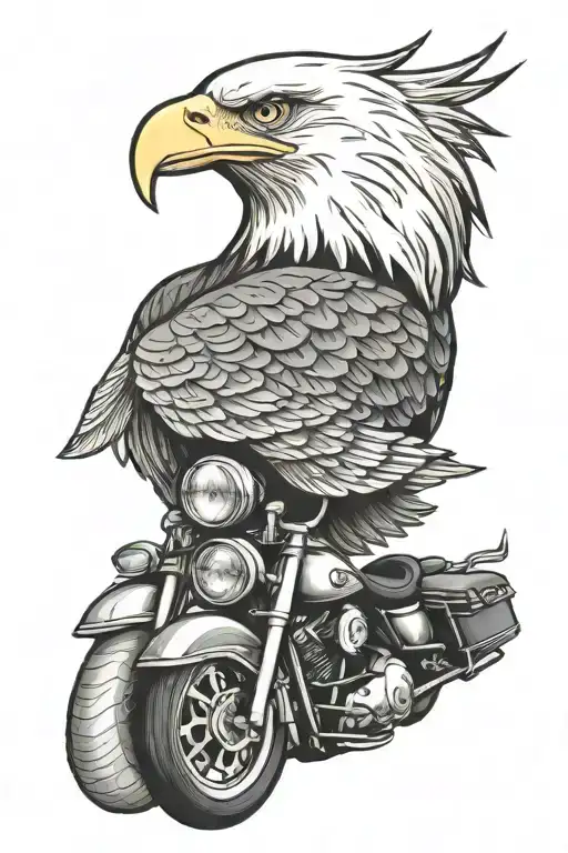Bald Eagle Holding Harley Davidson Logo