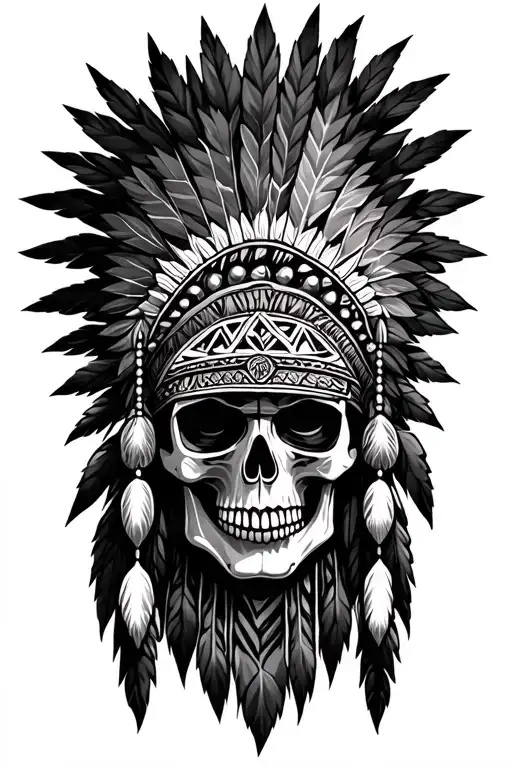 Cherokee Indian Head Dress Skull