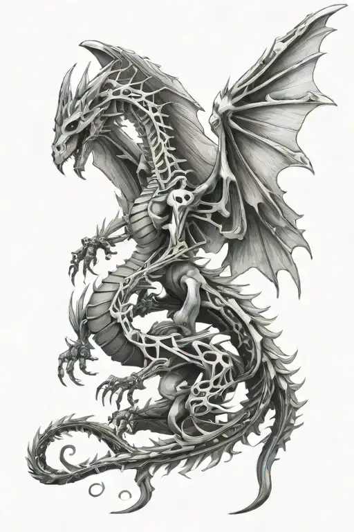 Skeleton Dragon Big Wings Long Tail