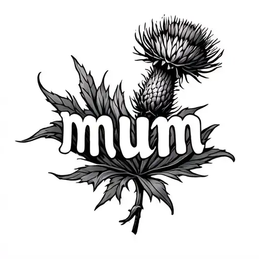 Thistle With The Word Mum Forming The Stem