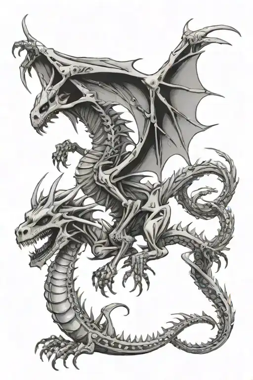 Skeleton Dragons Long Tail Sticking Long