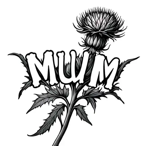 Thistle With The Word Mum Forming The Stem