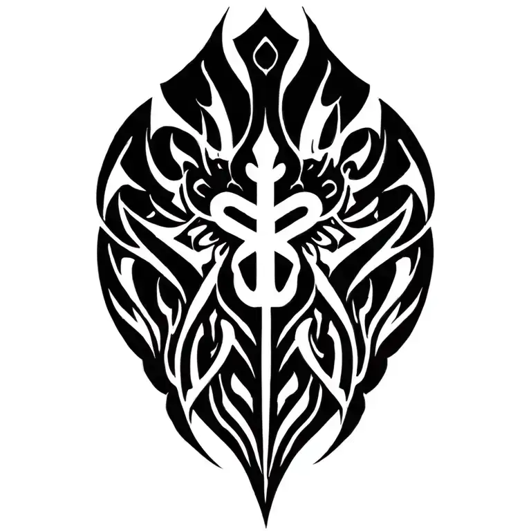 Occult Asthetic Thick Lines Pattern Tribal Like Cross