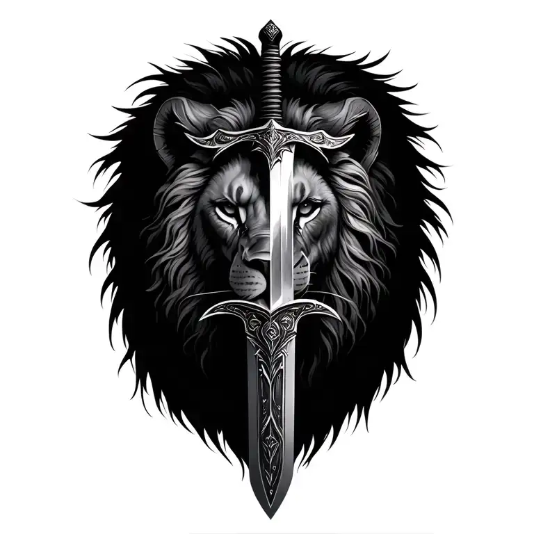 Sword With A Reflection Of A Lion On It