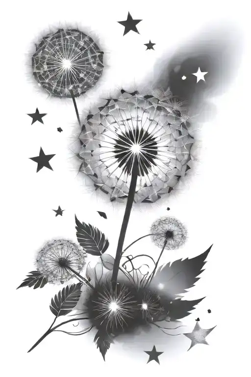 Dandelion Blowing Stars Hearts