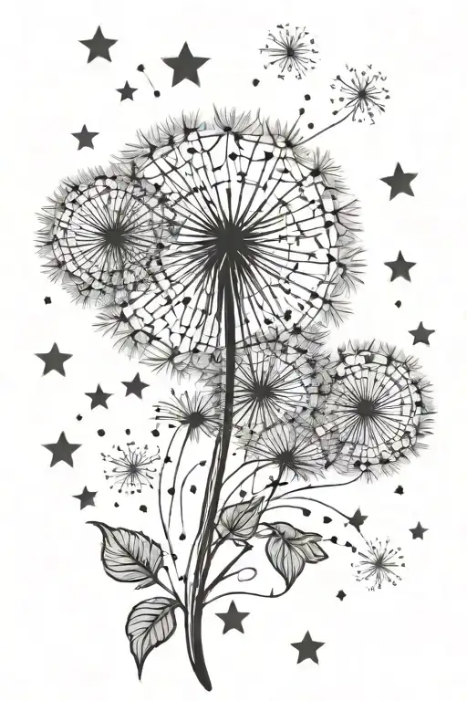 Dandelion Blowing Stars Hearts