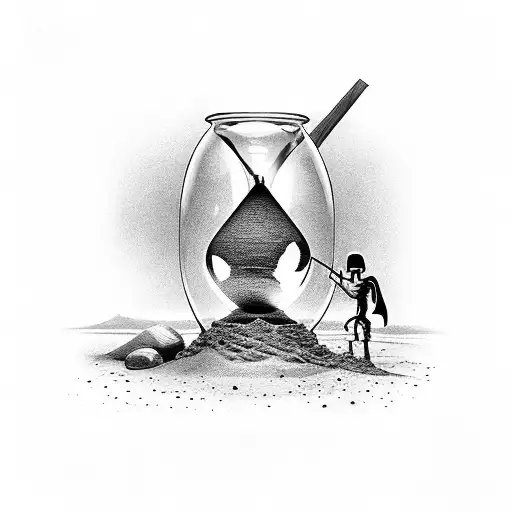 A Realistic Hourglass With A Grim Reaper Figure Pouring Sand