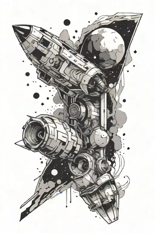 Space Theme Arm Sleeve With A Trash Polka And Geometric Theme