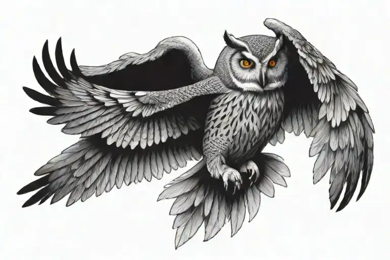 Owl Flying On The Tigh