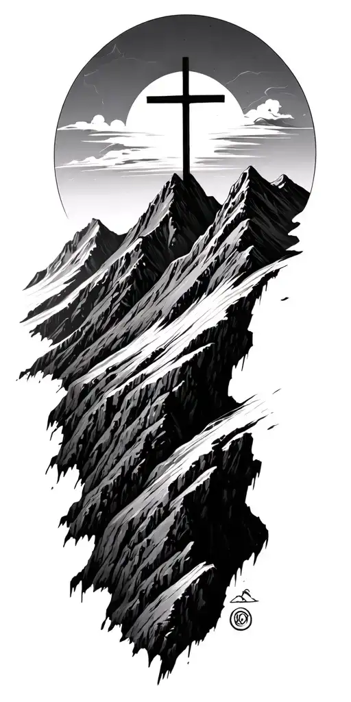 Cross On Mountain Peak