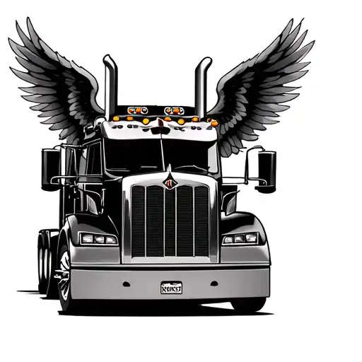 Kenworth Semi Truck With Angel Wings Spread Wide