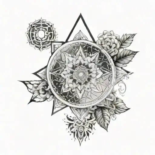 A Spiritual Mandala Design Incorporating Elements Of Nature And The Sky