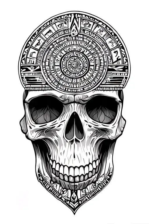 Aztec Calendar With Skull