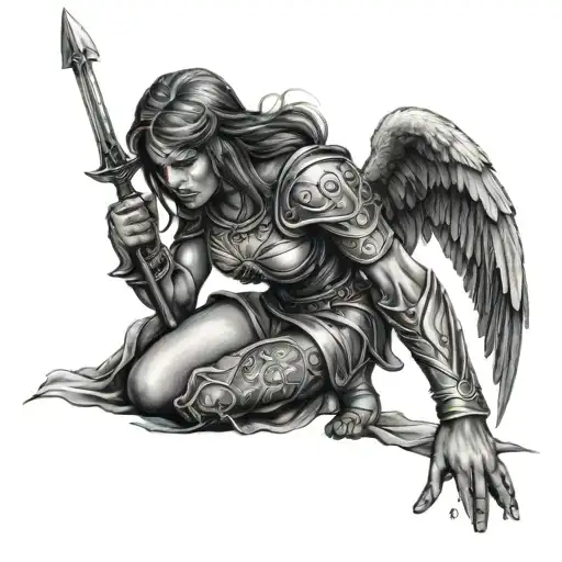 Warrior Kneeling Female Angel