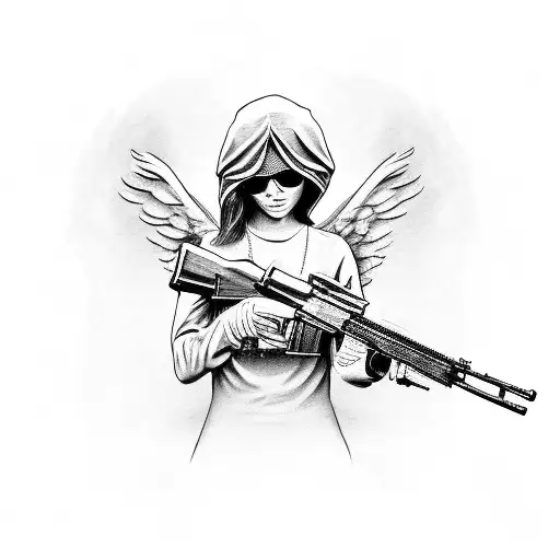 Angel Holding Ak-47