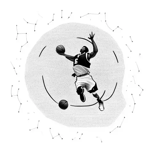 A Basketball Player In Mid-air Dunking A Basketball With A City Skyline In The Background