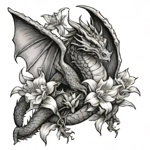 Dragon With Daffodils