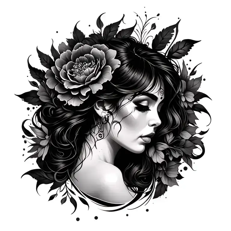 Full Back Black Background Tattoo For Women
