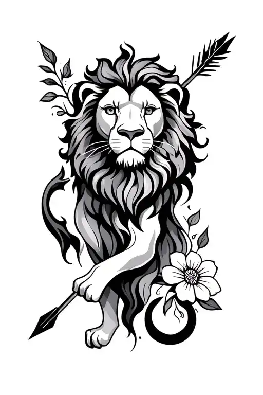 Astrological Sign Lion And Sagittarius Arrow Flower