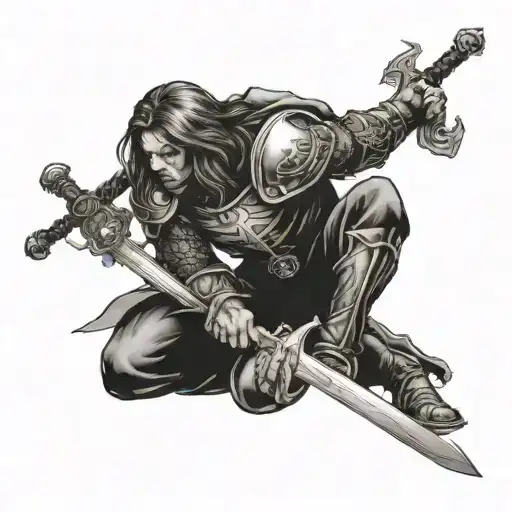Kinght Kneeling With Sword Middle